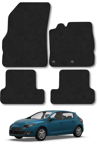Renault Megane (2008-2016) [Estate, Hatchback] Carpet Car Mats | Black Edge Trim Tailored Fit Floor Mats Full Coverage Protection Accessories Easy Clean Anti Slip Made in the UK