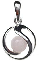 Artisana-Schmuck Rosenquarz Anhänger, gefasst in 925/000 Sterling Silber rhodiniert