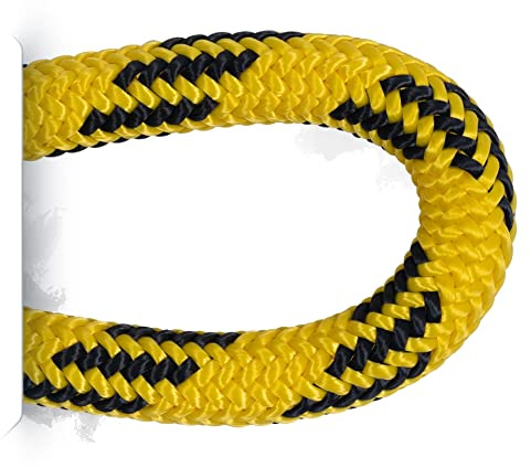 Pelican Rope 24-Strand 7/16 in (11 mm), USA Made Arborist Rope - 5,400 lb MBS - Static Climbing Rope - Lightweight - Arborist-24™ - 120 Ft - Tight Spliced Eye - Yellow Black