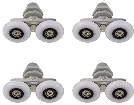 Ducha Doble Puerta Ruedas Rodillos para Puerta de Ducha Parte Superior y Inferior Doble Rodillo para Puerta de Ducha para puerta corredera de cristal baño,para vidrio de 4 a 6 mm(25 mm) 4 PCS