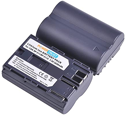 PowerTrust 2Pcs BP-511 BP-511A Akku für Canon EOS 40D 30D 20D 10D 5D D60 300D PowerShot Pro1 G6 G5 G3 G2 G1 Pro90 IS