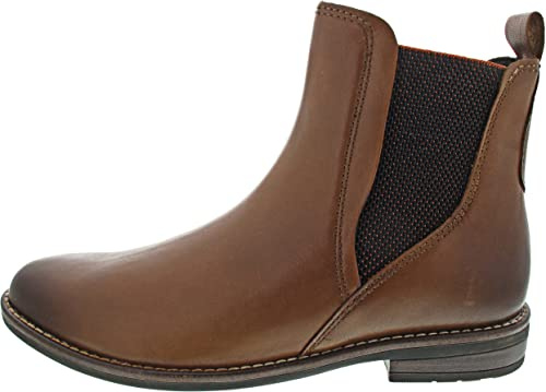 MARCO TOZZI Damen Chelsea Boots aus Leder Flach, Braun (Muscat Antic), 38 EU