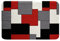 Rot Grau Weiß Schwarz Badvorleger Geometrische Quadratische Badezimmerteppiche 50x80cm Jugend Streifen Linien Badezimmermatte rutschfeste Kinder Jungen Mädchen Moderne Abstrakte Gitter Badematte