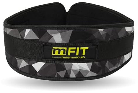 MASMUSCULO - MM Fit Line - Cinturón Lumbar Gimnasio - para Levantar Más Peso - Mejor Calidad de Entrenamiento - Ajuste Perfecto - de Neopreno - Talla M