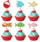 Gyufise 24Pcs Gone Fishing Cupcake Toppers 3D Eyes Big One Glitter Fisherman First Birthday Cupcake Picks for Fishing Theme Baby Shower Kids 1st Birthday Anniversary Party Cake Decorations Supplies