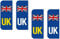 Rubigo 4 Pack UK Number Plate Stickers – Self-Adhesive Vinyl Stickers for Car Travel – Weatherproof – Union Jack Flag Labels Replaces EU or GB Flag – Legal for Driving in Europe Post-Brexit