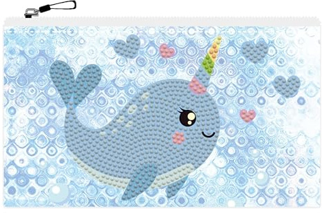 DIAMOND DOTZ DOTZIES 2592612 Original 5D Diamond Painting Etui Set, Narwal, Kreativ-Kit für DIY Mäppchen mit Glitzersteinen, Diamanten-Bastelset für Kinder ab 6 Jahren