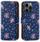 32nd Floral Series 3.0 - Funda Tipo Libro de Piel Sintetica con diseño Floral para Apple iPhone 14 Pro MAX (6.7), Carcasa de Cuero diseñada con Cartera y Cierre Magnetico - Rosas Vintage en Añil