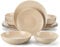 vancasso Sabine Stoneware Dinner Sets- Semimatte Sesame Glaze Crockery - 16 Pieces Dinner Service Set for 4, Include Dinner Plate, Dessert Plate, Pasta Bowl and Cereal Bowl, Beige