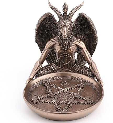 Veronese Design Baphomet Altar Offerign Tablett Polystone Statue Bronze Finish 14 cm