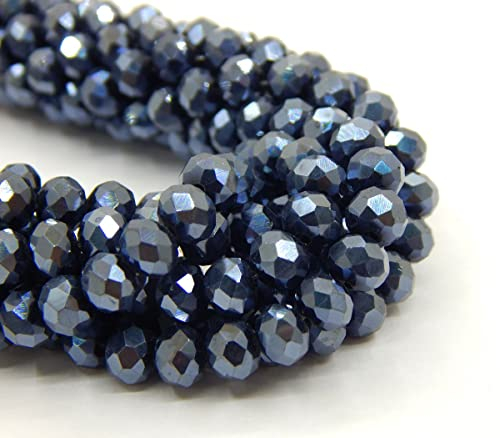 Perlin 120 cuentas de cristal checas de Bohemia de 4 mm, perlas checas de cristal con circonita tallada, 1 hebra (negro metálico)