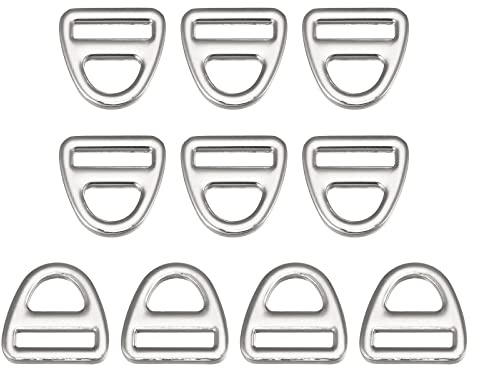 sourcing map 10 Stück D Ringe Metall Dreieck Schnalle Versteller 1 D Ringe 25mm Triangel Schnallen Taschenzubehör für Taschen DIY Handtasche Geldbörse, Silberton