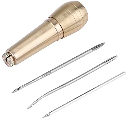 Dekaim 3 Nadeln Canvas Leder Nähahle, Kupfergriff Nähahle, Lederschuh-Reparatur-Werkzeug, DIY Handgefertigtes Schuh-Reparatur-Werkzeug