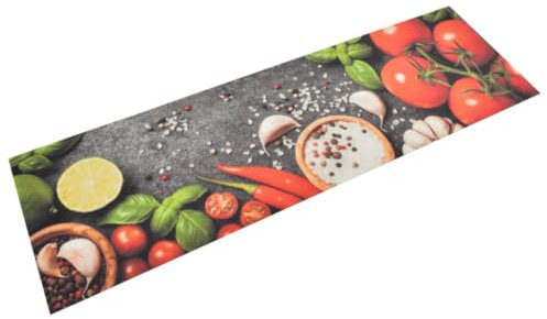 vidaXL Küchenteppich, Küchenläufer rutschfest Waschbar, Teppich Läufer für Küche, Teppichläufer Maschinenwaschbar, Gemüse 45x150cm Samt