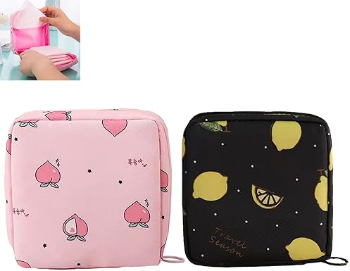 GNAUMORE Binden Aufbewahrung Täschchen,Damenbinde Aufbewahrungstasche,Klein Perioden Tasche Täschchen mit Reißverschlu,Perioden Tasche Mini Täschchen,Tragbar Tampontasche mit Reißverschluss 2PC