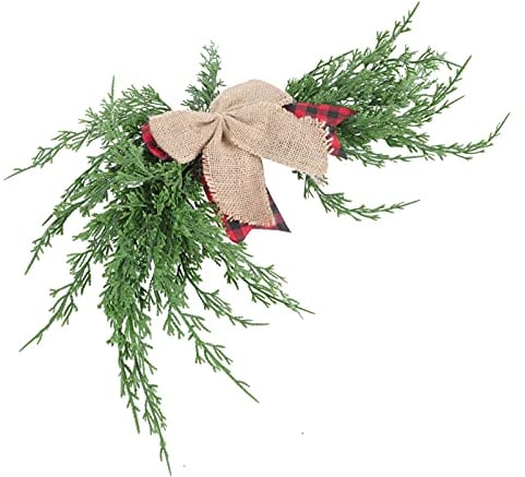 ZYMEN Weihnachts-Tropfen-Tür-Swag, künstliche Hängepflanze mit Weihnachtsstern, künstliche rote Blumen, Weihnachtsstern, Efeu-Hängepflanzen, Heimwand, Feiertagsdekoration, Stil B Commemoration Day