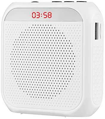 Amplificador de sonido portátil recargable mini amplificador de voz con pantalla LED con función de grabación de micrófono, micrófono de montaje en la cabeza con cable y cintura para enseñar a cantar,