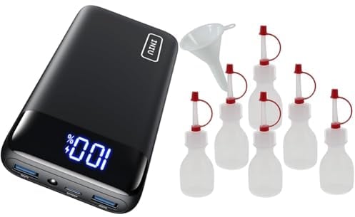 INIU Power Bank & mikken 6 Spritzflaschen 20 ml Dosierflaschen BPA frei Made in Germany - inkl. Einfülltrichter