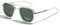LIGOES TR90 Polarised Sunglasses Retro Square Flattop Sunglasses Double Bridge Full Frame UV400 Lens Glasses, Silver With Green