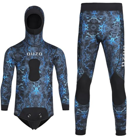 LEIDIMUS Traje de Neopreno de 5MM para Pesca Submarina con Capucha, 2 Piezas de Manga Larga, Traje de Caza Camuflado para Buceo en Aguas Frías