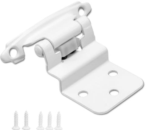 3/8 Inch Inset Semi Concealed Cabinet Hinges White, (10 Pairs - 20 Pack) Self Closing Hinge for Cabinets Doors, Kitchen Cabinets Door Hinges Hardware