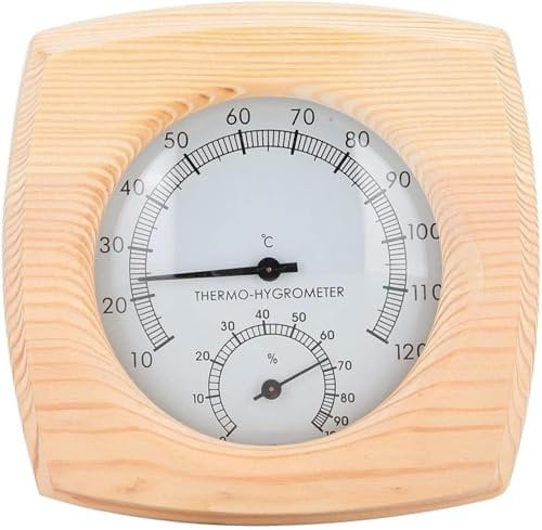 Health Gear 2-in-1 Wood Thermo-Hygrometer, Sauna Thermometer Hygrometer, Wooden Digital Thermometer Room Temperature Humidity Meter Sauna Steam Room Accessories