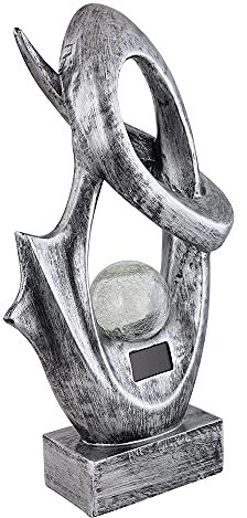 GLOBO LED Außen Solar Leuchte Feuer-Effekt Crackle-Design Garten Deko Beleuchtung Balkon Strahler Terrassen Lampe, Farbe:silber - Skulptur Crackleglas