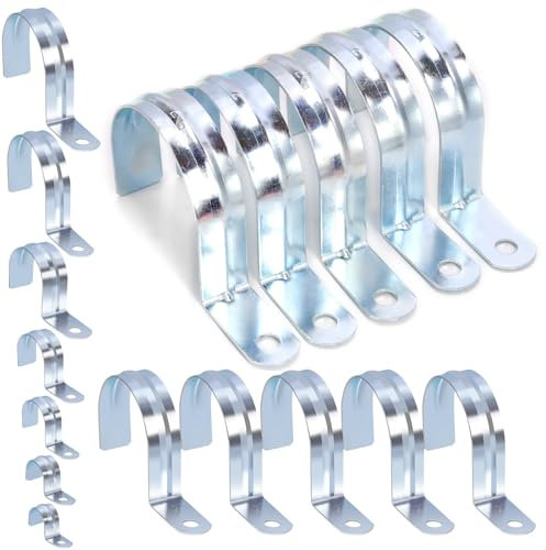 Cimeton 20 fascette per tubi da 5 cm con foro singolo, fascette per tubi a foro singolo, cinghia in acciaio zincato EMT con 1 foro morsetto per condotto EMT per fissaggio tubi condotti EMT