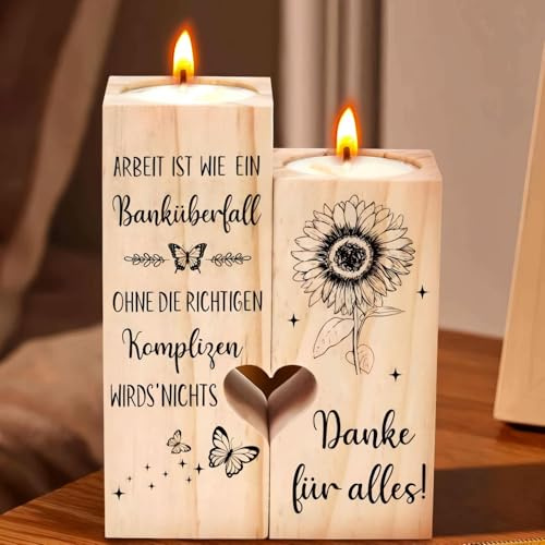 Abschiedsgeschenk Kollegen Jobwechsel,Beste Kollegin Geschenk,Abschied Kollegin Danke,Herzförmiger Sonnenblume Kerzenhalter aus Holz,Abschiedsgeschenk Kollegen Rente,Jobwechsel,Förderung Geschenk