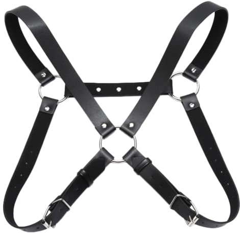JPXJGT Cinturón Arnés de Pecho de Cuero para Hombre Metal Hebillas Lencería Cuerpo Cosplay