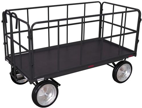 Cordes Handwagen 1540x740 mm mit Vollgummibereifung Traglast 1000 Kg und 4 Gitterwänden anthrazit