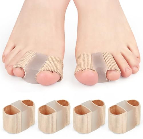 Obidodi Zehenspreizer Hallux Valgus 4 Stück, Silikon Großzehenabstandshalter mit 2 Schlaufen, Toe Separator für Hallux Valgus Korrektur Frauen Männer