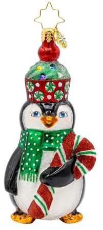 Christopher Radko Hand-Crafted European Glass Christmas Tree Decorative Ornament, Cupcake Clad Penguin
