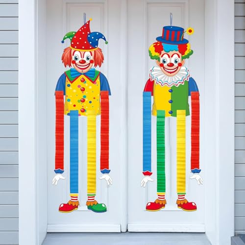 Clown Deko Karneval,2 Stück Hängenden Partygirlanden,Banner,Luftschlangen Girlande,Anhänger Dekoration Papier,für Karneval,Fasching,Mottoparty