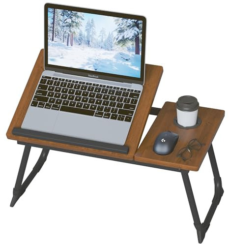 Laptop Desk, Laptop Bed Table with Foldable Legs and Cup Slot Adjustable Trays Reading Book Holder Notebook Bed Terrace Balcony