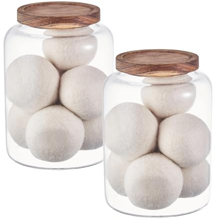 Eden & Willow Large Glass Storage Jar with Airtight Acacia Wooden Lid and | Borosilicate Glass Container for Kitchen Organisation (2, 2.5L)