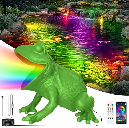 OSREE Luces para Estanque con Control APP, 6W Luz Sumergible Estanque con 12V Transformador y Timer, IP68 Impermeables Focos LED Estanques para Jardín Acuario Fuente Verde