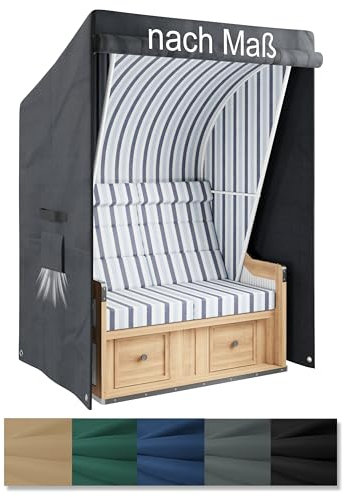 Epic Tube Strandkorb Abdeckung nach Maß, Abdeckhaube mit 2 Höhen auch für Gartenschaukel Hollywoodschaukel, 600D Oxford mit Zwei Wasserdichten Reißverschlüssen, Ösen und Zubehör - Made in EU