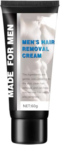 Enthaarungscreme Männer Men Hair Removal cream Men Haarentfernungscreme für Oberkörper & Beine - Schnell, Sicher, Sanft -Enthaarungscreme für Männer, Haarentfernung - 60g (Black, 12.2cm)