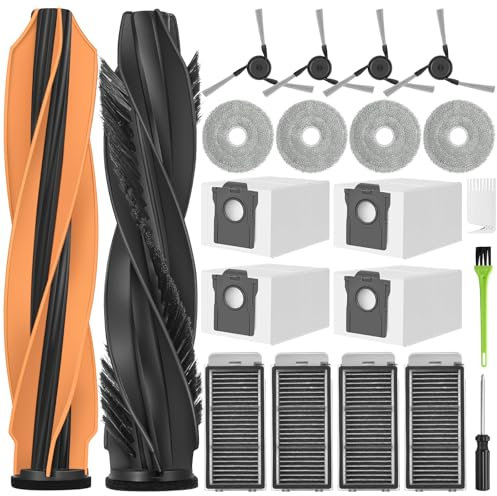 RUKHOOL Accessoires pour Dreame X50 Ultra Complete/ L40s Pro Ultra / L50 Pro Ultra Pièces de Rechange X50 Master 2 Brosse Principale 4 Sacs à Poussière 4 Chiffons Nettoyage 4 Filtres 4 Brosse Latérale