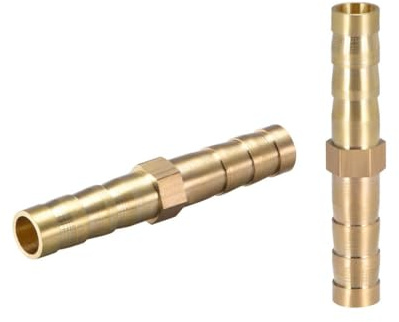 TA-VIGOR 2Pcs 6mm Brass Barb Hose Fitting Straight Connector Coupler, Straight Barb Hose Fitting Joiner for Air Gas Water Fuel