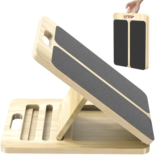 Wadendehner Schrägbrett aus Holz, Slant Board mit 5 Neigungswinkel, Professionelles Wadendehner für Kniebeugen Muskeldehnung Gleichgewicht