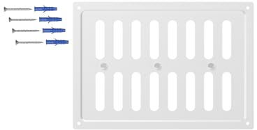 DEMLOU Rejilla de Ventilación Regulable 24x17 cm Rectangular – Acero Galvanizado Blanco RAL 9016 con Lamas de Apertura/Cierre – Para Pared o Techo.
