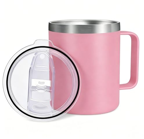 Byitin Insulated Coffee Mug 360ml, Thermal Travel Cup with Handle | Stainless steel camping mug with double wall insulation and secure lid for coffee, tea and daily drinks