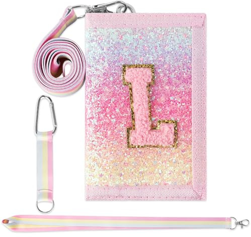GmeDhc Kinder Brustbeutel, Kinder Portemonnaie Mädchen Rosa Buchstaben A-Z | Zum Umhängen/zum Aufhängen/Geburtstagsgeschenk für Kinder/personalisiertes Geschenk