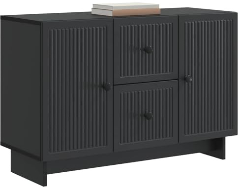 vidaXL Sideboard Schwarz 89 x 34,5 x 60 cm Holzwerkstoff, Großer Stauraum, moderner Sideboard, minimalistisches Design, funktionaler Schrank für den Essbereich