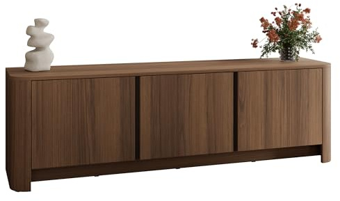 Mirjan24 TV-Lowboard Binuki 168 mit 3 Türen, TV-Schrank mit viel Stauraum, griffloses Design mit Push-to-Open, modernes Wohnzimmermöbel (Nuss Warmia + Schwarz)