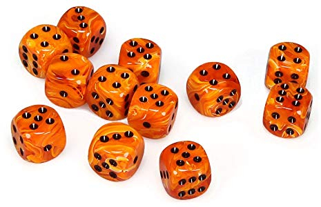 Chessex Dice: CHX27633 D6 Vortex: Orange/Black (12)