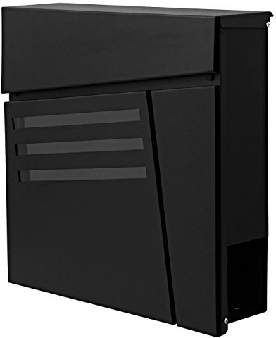 Briefkasten HWC-B28, Wandbriefkasten Postkasten Zeitungsfach, pulverbeschichtet - schwarz