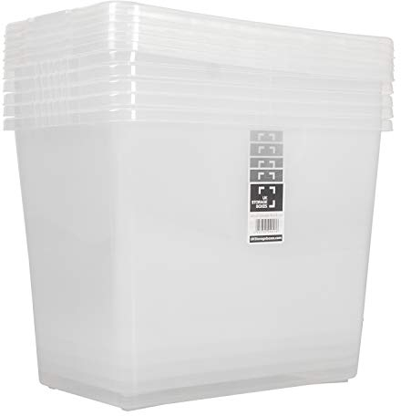 80 Litre Plastic Storage Box - Extra Large Clear Storage Container Multibuy (5)